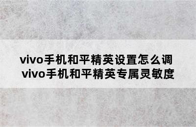 vivo手机和平精英设置怎么调 vivo手机和平精英专属灵敏度